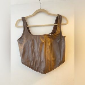 NWT LEATHER CORSET WITH BONING, Color: rich brown, Size 2